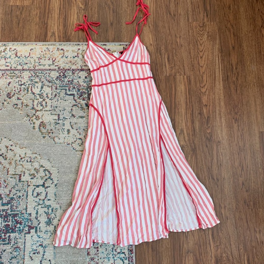 Striped Front Slit Dress